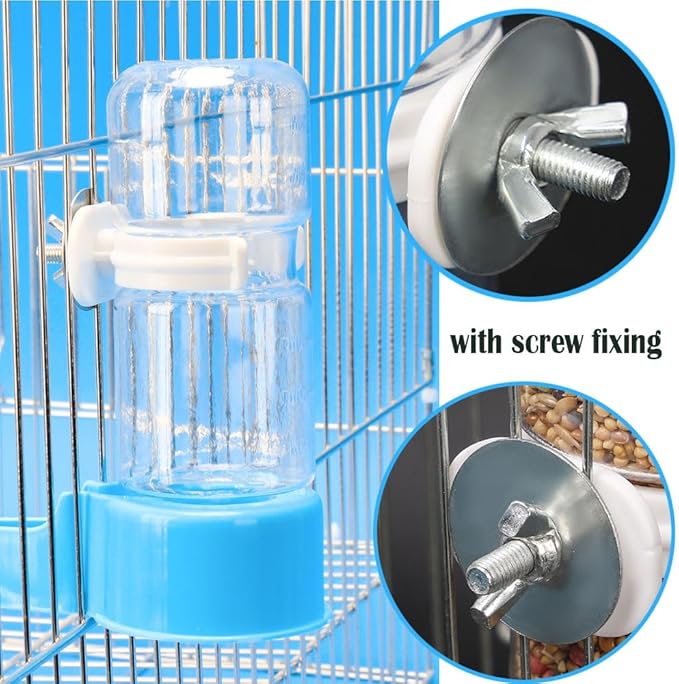 No Mess Bird Water Feeder Dispenser Automatic Hanging Bird Feeder for Cage, Parakeet Cage Accessories, Parrot Cockatiel Seed Food Container Drinker for Squirrel Finch Lovebirds Budgies Canary(Waterer)