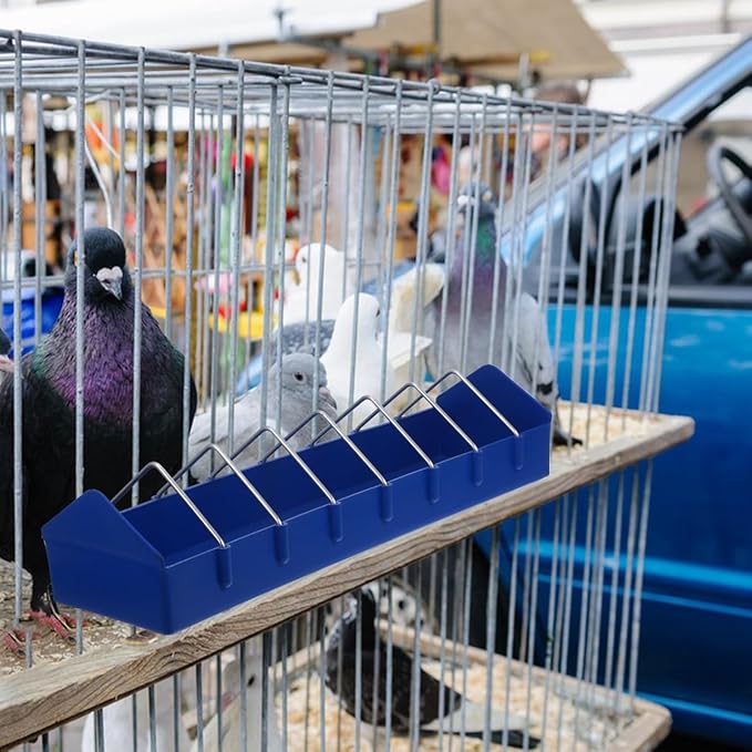 BESPORTBLE Thickened Plastic Food Tank for Birds Versatile Feeding Trough with Multiple Slots for Pigeons Parrots and Small Birds - Easy to and Maintain (15.24X4.13X3.15 Inch)