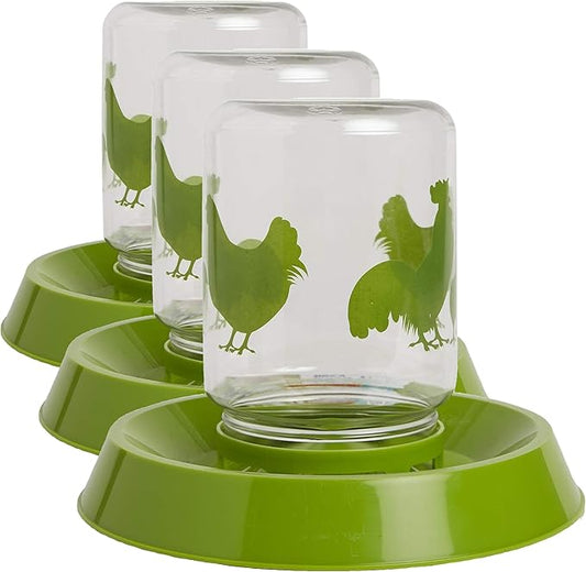 Lixit Reversible Waterers and Feeders for Chickens and Wild Birds (64 Ounce (Pack of 3))