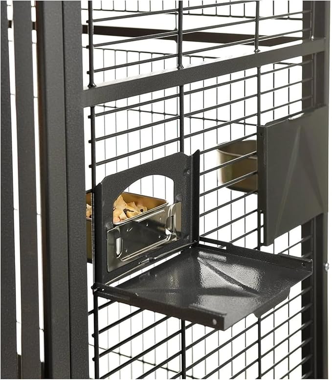 A&E Cage Co. Double Macaw Cage with Removable Divider, 64"x32", Black