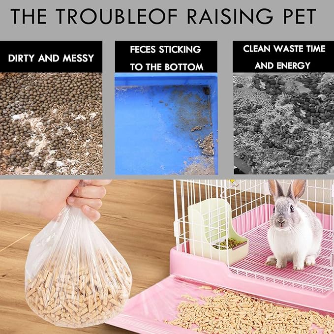 30 PCS Extra Large Disposable Cage Liners, Clear Plastic Cage Liners for Bunny, Guinea Pig, Hamster, Bird, Hedgehog & Small Animals【 Liners Suitable for pallets Where Length + Width < 7.2 FT】