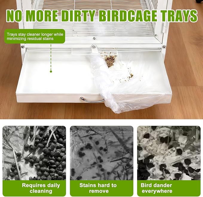 50 Pcs Disposable Bird Cage Liners, 34x22 Inch - Transparent PE Liners for Large Parrot Cages, Fit Amazons, African Greys, Macaws, Easy-to-Clean Tray Accessories