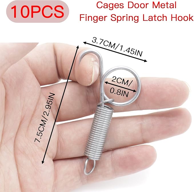 10pcs Spring Latch Hook for Cat, Bird, Rabbit Cages, Compatible with Large Bird, Parrot, Cat