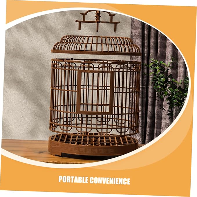 Milisten Large Portable Bird Travel Carrier Cage 19.48X12.67X12In Retro Round Design for Lovebirds Parakeets Cockatiels Indoor Outdoor Use