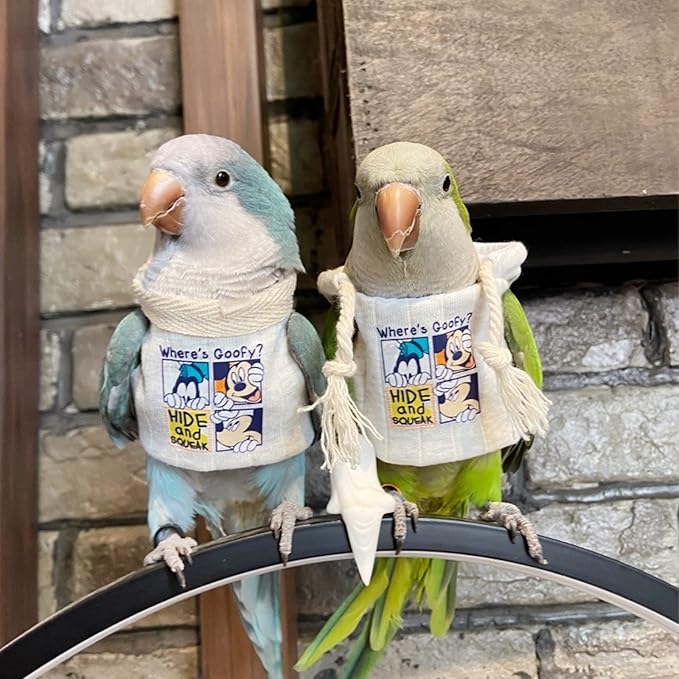 Bird Costume Diaper Flight Suit Frog Shape Hoodie Clothes Cosplay Photo Prop for Parrots Parakeet Cockatiel Sun Conure, Small Animals Apparel (White Without Hat, Medium), Green,White