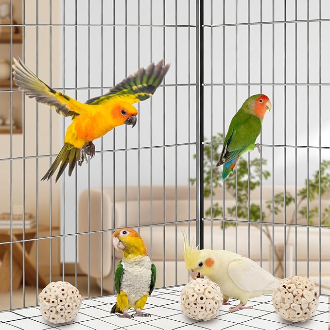Wontee Bird Toys Sola Balls 2.4" Parrot Foraging Toys Soft Sola Atta Ball Parrot Chew Shred Toy for Cockatiels Conures Parakeets Budgies Senegal (6)