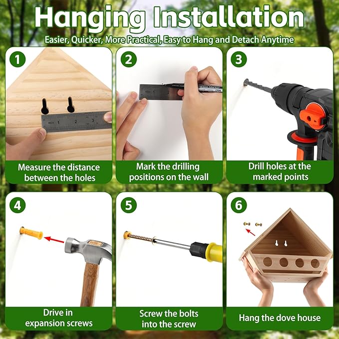 Dove Bird House for Outside, 14" L x 10.2" H x 5.3" W Mourning Dove Nesting Box, Pigeon House with 2 Preset Mounting Holes - Easy to Install & Remove