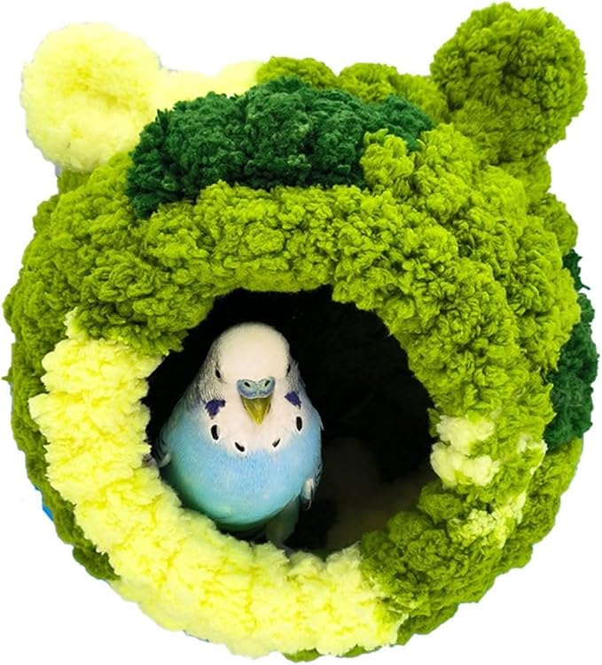 Bird Nest, Conure Breeding House Parrotlet Snuggle Hut Lovebird Bed for Conure, Lovebird, Canary, Finch, Cute Ear Design Bird Nest for Quaker Cockatiel (Green,L)