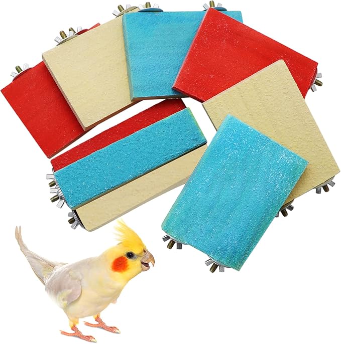 Bird Parrot Perch Stand Platform Natural Wooden Coarse Sand Grinding Claw Stand Suitable for Parrot Parakeet Cockatiel Budgie Conures Lovebird Finch