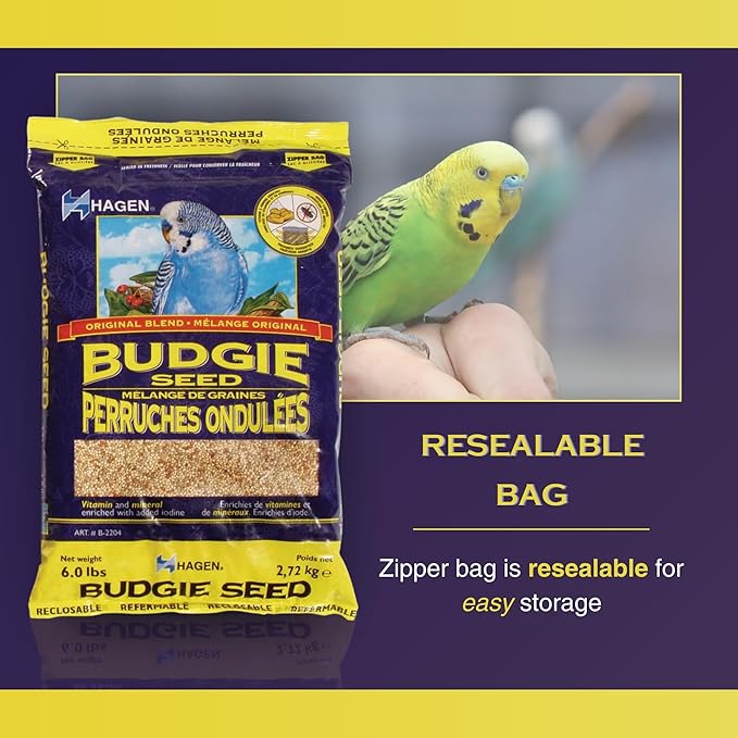 Hagen Parakeet/Budgie Staple White Millet Bird Seed Seed – Premium Blend, Nutritionally Balanced, Fortified with Vitamins & Minerals, Dust-Free Mix for Budgies, 25 lb Bag