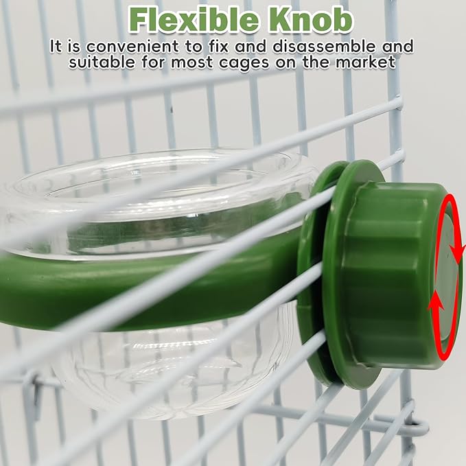PINVNBY 4 PCS Bird Food Bowl Bird Cage Feeder with Clamp, Easy to Install Feeding Dish Cups Transparency Parakeet Food Dish for Finches Lovebirds and Long-Tailed Parrots （Green）
