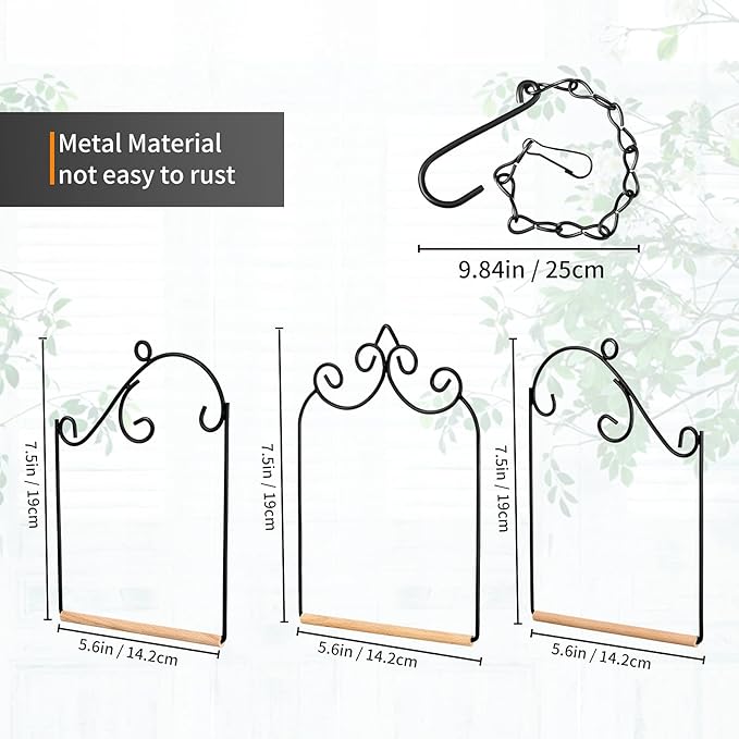 3 Pcs Hummingbird Swings and Perches Wild Bird Swing Metal Frame with 3 Hanging Chain and Wooden Dowel Hummingbird Swings for Outdoors Hanging, Outdoor, Trunk, Lawn, Patio, Garden, 3 Styles