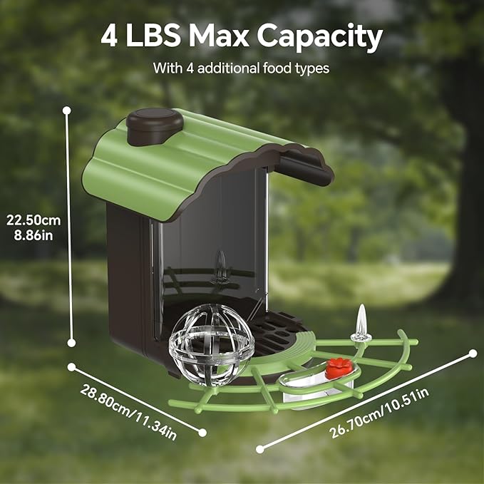 Wild Bird Feeders for Outdoors: 2L Large Capacity Bird Feeder with 4 in 1 Food Tray, Waterproof, Easy Mount, Suitable for Finch, Cardinal, Safflower and Other Birds, Gift for Birdlovers