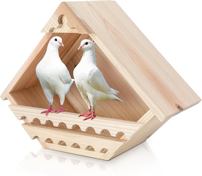 DoubleFill 1 Pcs Cedar Dove Nesting Box Bird House Outdoor Wood Triangular Opening Bird Box House for Doves Nesting and Roosting Platform Garden Decoration