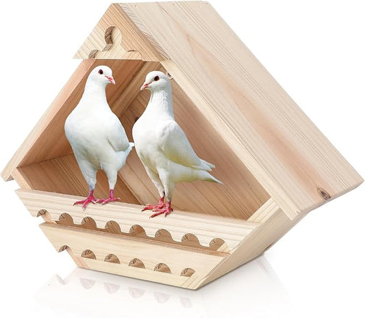 DoubleFill 1 Pcs Cedar Dove Nesting Box Bird House Outdoor Wood Triangular Opening Bird Box House for Doves Nesting and Roosting Platform Garden Decoration