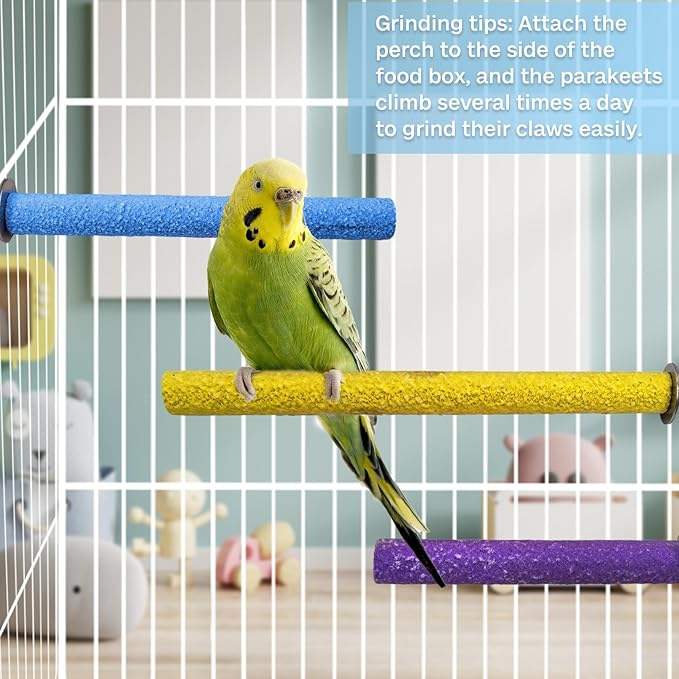 PIVBY Bird Perches for Cage Colorful Parrot Stand Toy Platform Paw Grinding Stick for Small Medium-Sized Bird Parakeet Cockatiel Conure Budgies Lovebird Canary Colors Vary Pack of 3