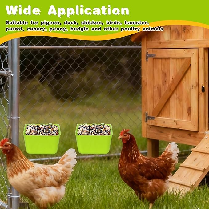 20 Pcs Bird Cage Cups Chicken Waterer Feeder Bird Water Dispenser Hanging Quail Waterer Pigeon Feeder for Pigeon Quail Parakeets Rabbit Poultry (Green)