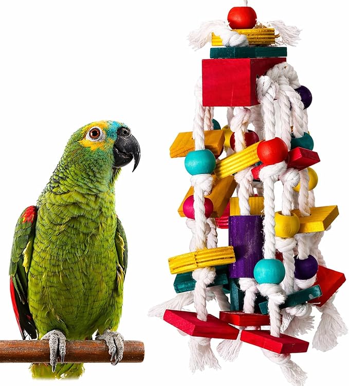Rypet Bird Chewing Toy - Parrot Cage Bite Toys Wooden Block Bird Parrot Toys for Small and Medium Parrots and Birds