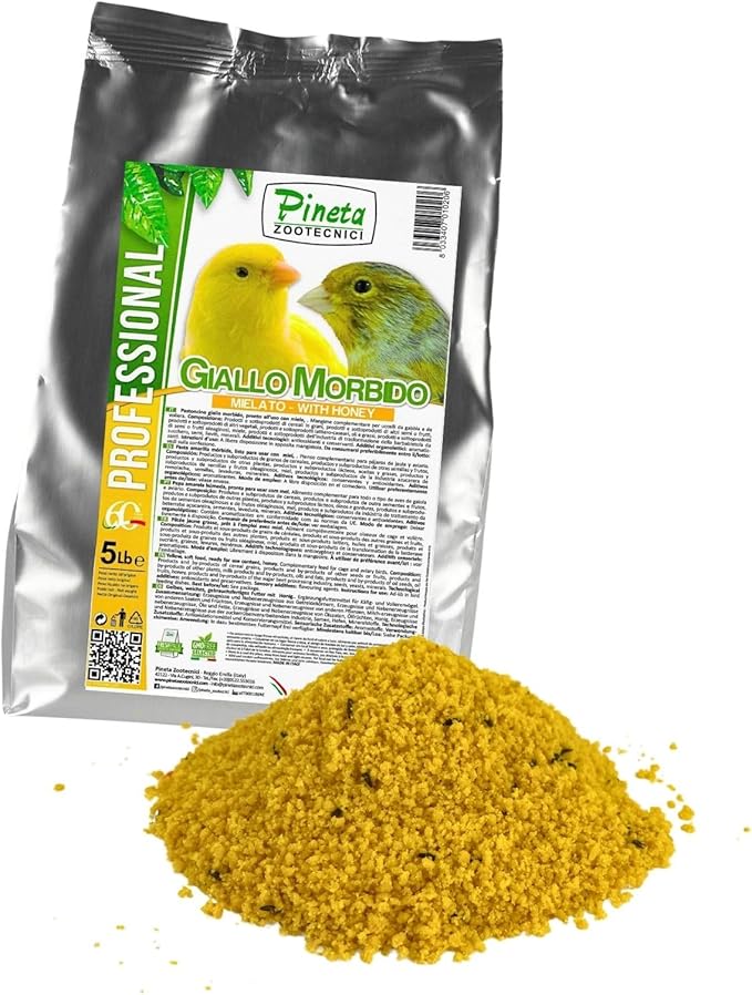 Giallo Morbido with Honey Rich in Fats, Minerals and Proteins, Bird Food, Canary Food, Pet Accessories, Bird Breeding, Bird Egg Food, Comida para Canarios, Birds Seed , Pet Bird Food, Parakeet (5lb)