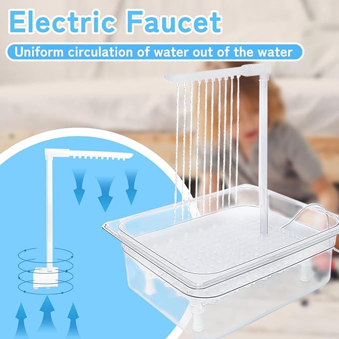 Parrot Bathtub, Bird Automatic Bathtub, Small Parrot Tub Bowl, Multipurpose Bird Bathtub with Faucets, Contains USB and Power Plug, for Small Medium Parakeet Cleaning Supplies, Cage Accessory