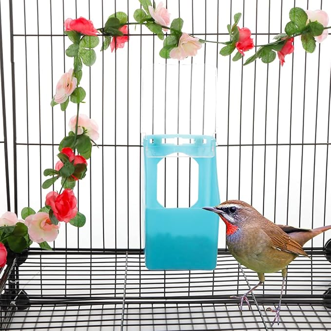 2 Pcs Pigeon Plastic Feeder, Bird Food Feeding Hanging Box for Bird Poultry Pigeon Parrot Parakeet Budgie Cage (One Hole)