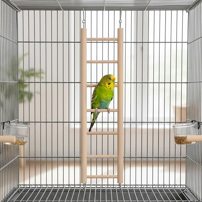 3 PCS Bird Cage Ladder, Parakeet Ladders Bird Ladder for Cage Wooden Hanging Parrot Wood Step Climbing Small Wooden Ladders for Birds Parakeets Parrots Cockatoo Lovebirds (3 Step, 5 Steps, & 7 Steps)