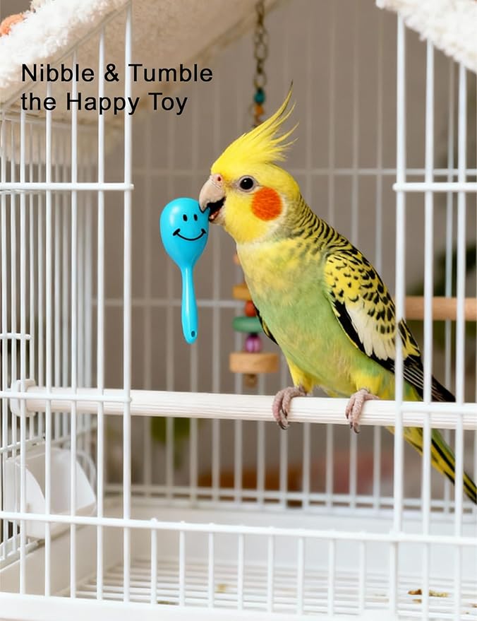 5-Pack Bird Toys for Parrots, Parakeets - Colorful, Safe, Fun for Big & Small Birds, Chase Toys Wildly (1.5'' - 2.8'')