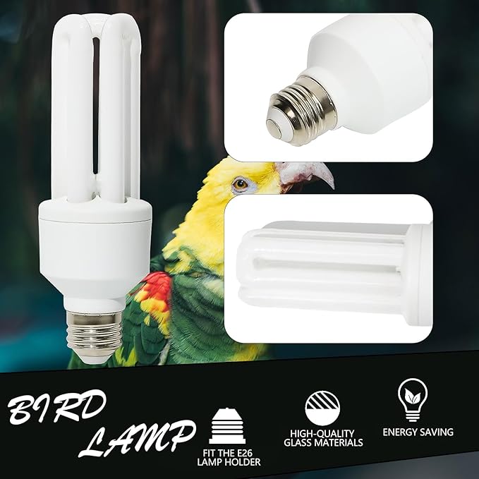 LUCKY HERP UVA UVB Light Bulb for Birds 2.4 UVB 20W Compact Flourescent Lamp for All Kinds Captive Birds