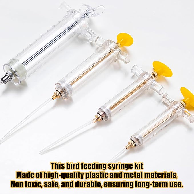 Bird Feeding Syringe Set,Parrot Syringe Feeder with Feeding Spoon and Tubes,Baby Bird Feeding Syringe Manual Tools for Pigeons Parrots Sparrows Small Animals Feed Liquid Milk Medicine (Clear 10ML)