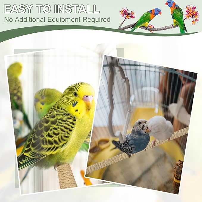 Parrot Perch, Wooden Parrot Perch Stand Toy, Paw Grinding Stick, Bird Cage Accessories, 2 Sizes (Wood Color, 3 Pcs) Birds Toys Intended for Cage/Parakeets/Conure/Budgie
