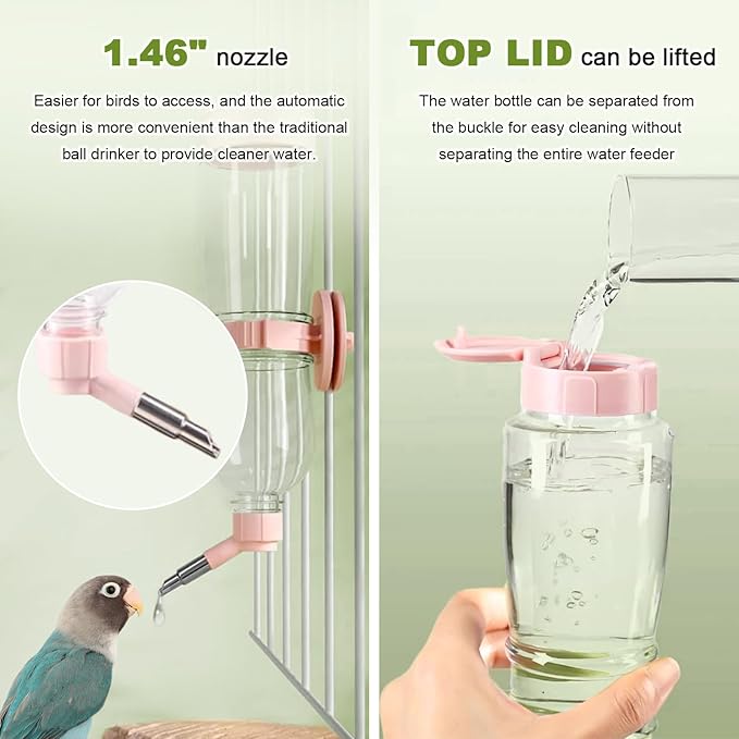 La La Pet®Bird Water Dispenser for Cage Detachable Bird Automatic Refilling Waterer Drinking Supplies for Parrot Parakeet Cockatiel Conure Small