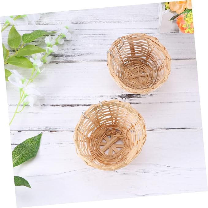 Mipcase Parrot Nest with Hook Bamboo Bird Nest Nest for Birds Garden Decor 4pcs Set