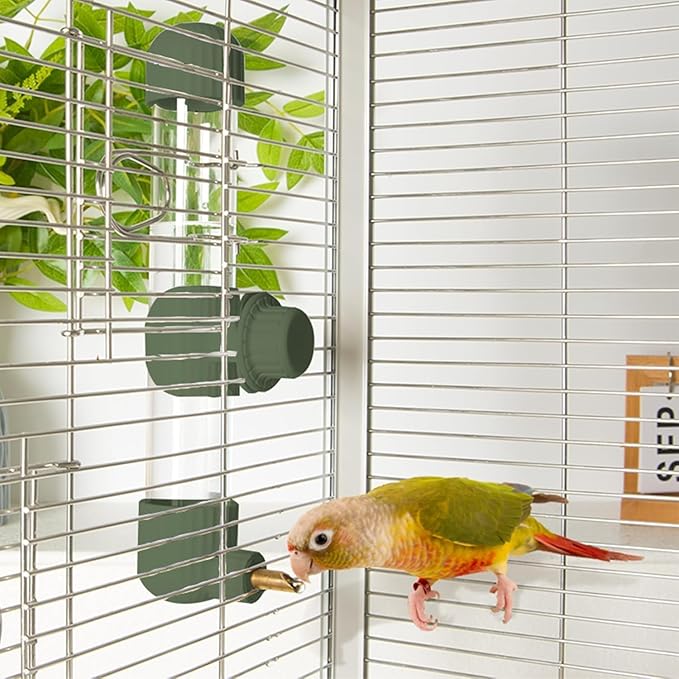 AOTU 7.4 Fl Oz Bird Water Dispenser Automatic Bird Water Feeder for Cage Parakeet Water Dispenser, Clear Cage Water Drinker for Cockatiels parakeet Budgies Green-cheeked Conure African Grey Sun Conure
