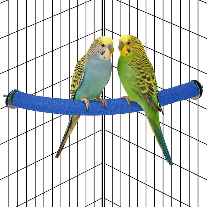 Rypet Parrot Perch Stand Toy Used for Cage Corner for Paw Grinding Clean Stick Exercise, Rough-Surfaced Quartz Bird Perch Standing Cage Accessorie for for Small Parakeets Cockatiel Conures (Blue S)