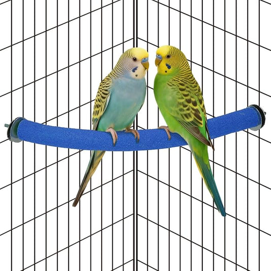 Rypet Parrot Perch Stand Toy Used for Cage Corner for Paw Grinding Clean Stick Exercise, Rough-Surfaced Quartz Bird Perch Standing Cage Accessorie for for Small Parakeets Cockatiel Conures (Blue S)