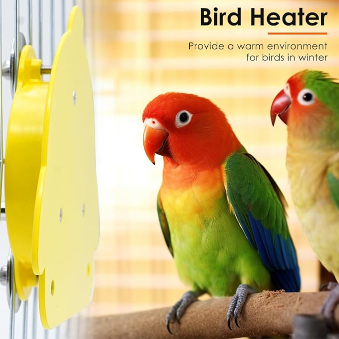 Bird Heater for Cage Parakeets Snuggle Up Heated Pad Bird Warmer for Parrot Parakeets Conure, Warm Bird Perch Stand Birds Cage Accessories and Supplies (Yellow)