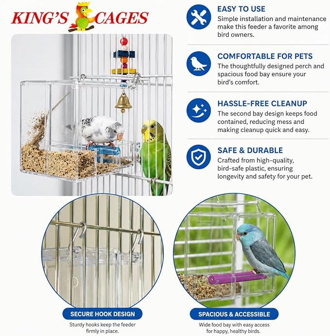 Bonka Bird Toys Seed No Mess Bird Feeder Parrot Cage Accessory Seed Treat Enclosure Pet, Canary, Parrotlet, Budgies, and Similar Breed Sizes