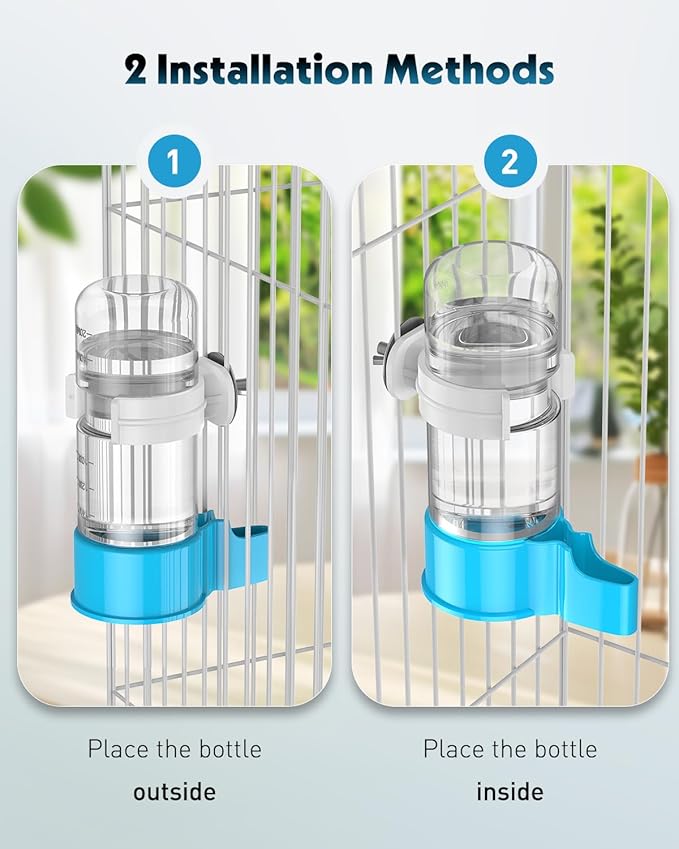 Pawfly 2 Pcs Bird Water Dispenser, Automatic Bird Water Feeder, Plastic Bird Cage Water Dispenser, Blue Parrot Waterer for Parakeet Cockatiel Budgie Lovebirds (Not Fit for Food Feeding)