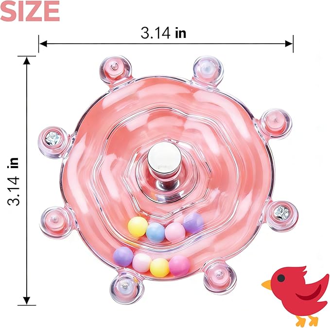 Spinning Bird-Toys Bird Cage Toys & Bird Perch Parrot-Parakeet Budgie Cockatiel Conure Macaw Chicken Parrot Enrichment Cage Accessories Small Animal Chewing Toy (Pink Wheel)