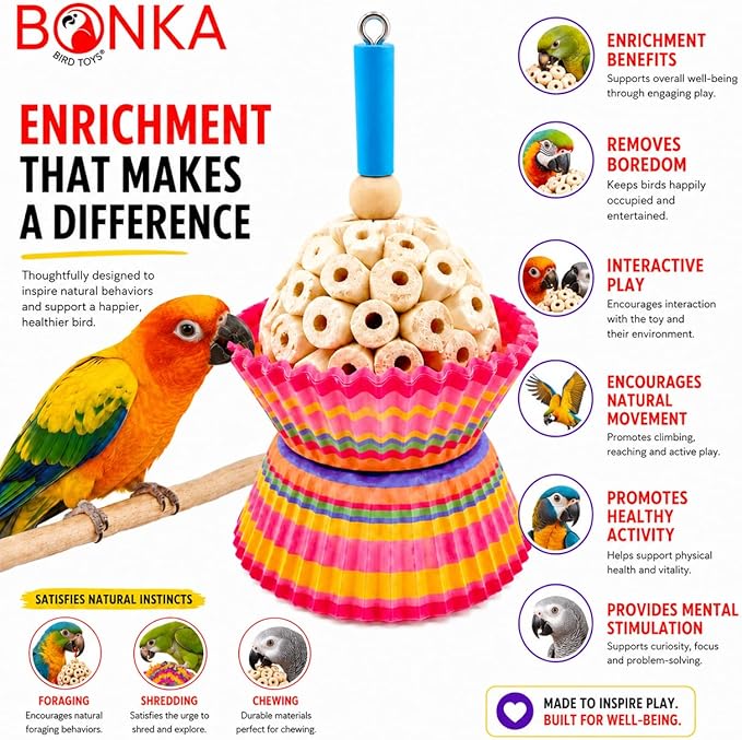 Bonka Bird Toys 1925 Cake Natural Sola Shred Forage Chew Treat Parrot Parrotlet Budgie Cockatiel Parakeets and Other Similar Birds