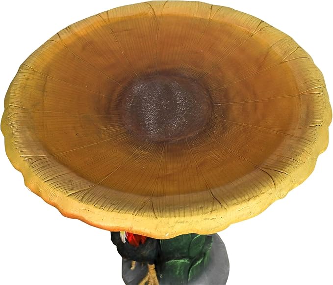 SKYFIRE 23" H Outdoor Birdbath for Garden - Fibre Reinforced Concrete Large Bird Bath Outdoor Decor with Farmhouse Rooster Pedestal for Garden, Patio, Lawn - 20”Dia. X 23”H Rustic Birdbaths & Supports