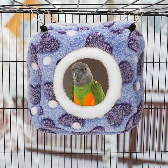 Hypeety Bird Hammock Nest House Parakeet Toys Hanging Warm Bird Nest for Parrot Hamster Small Animal Hanging Bed Bird Cage Accessories (M, Purple)