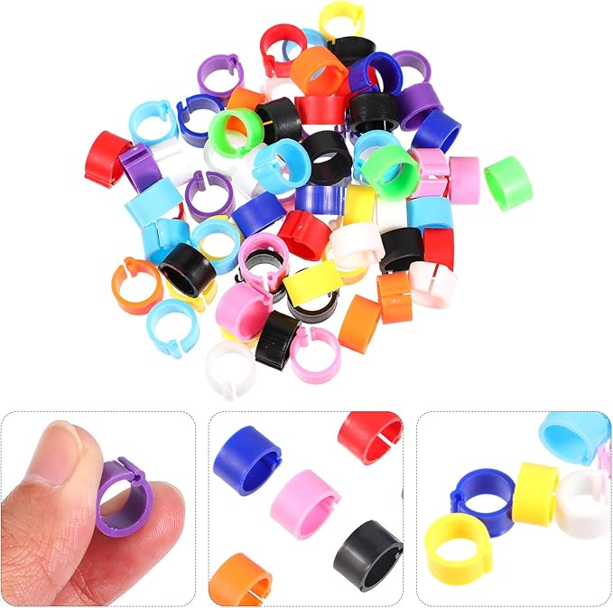 EXCEART Birdies Pigeon Foot Ring 100Pcs Plastic Bird Leg Band Rings Multi-Color Leg Rings Bird Clips Ankle Band Racing Pigeon Bands for Pigeon Dove Chicks Bantam