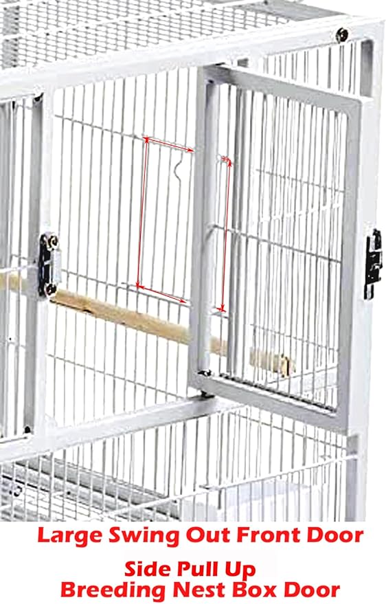Durable Wrought Iron Single Stackable Center Divided Breeder Breeding Bird Flight Double Rolling Cage Storage Shelf for Aviaries Canaries Cockatiels Lovebirds Finches Budgies Small Parrots