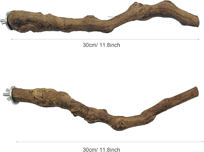 4-Piece Bird Perch - Natural Grapevine Stick Swing Chewing Toys for Parrot Cages, Cockatiels, Parakeets, Finches