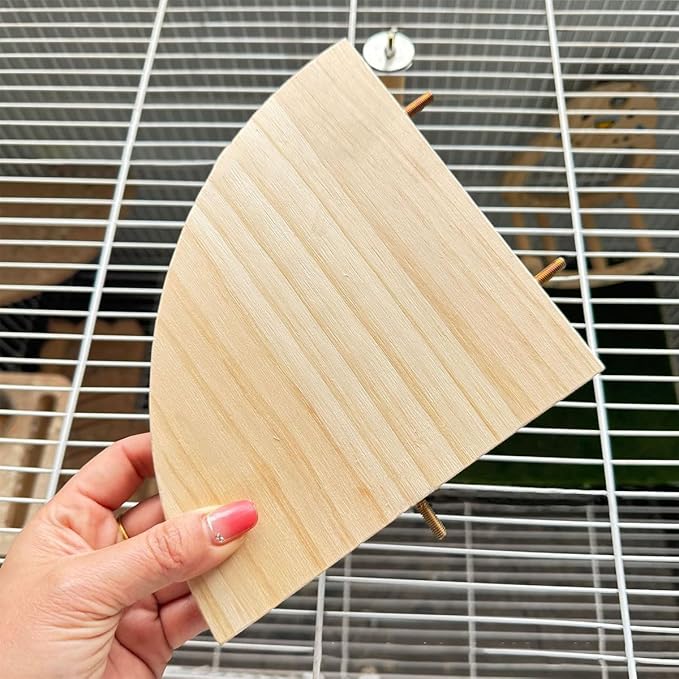 6.7Inch Flat Bird Perch, Smooth Polished Natural Pine Wood, Ruggedized Birdcage Platform, Fan-Shaped Corner Perches for Cage