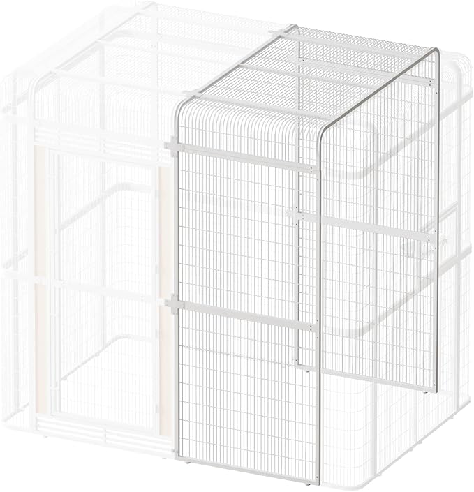 Large Bird Cage Extension Part, 33.5-Inch Wide Parrot Cage Extender for Metal Aviary, White Replacement Accessories, 33.5 x 63 x 81.5 in