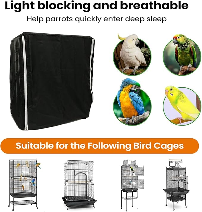 Parrot Cage Guard – Large Night Cover Shield, Sturdy Oxford Cloth, Noise Reduction Crate Blanket, Zipper Access Flap | Animal Cage Cover for, Small Bird, Parakeet, Macaw, Home Indoor Aviary