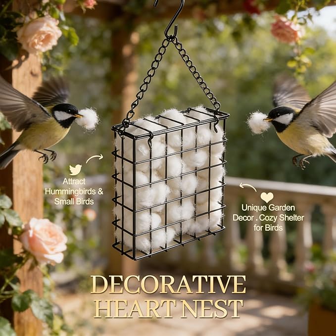 Bird Nesting Material Holder, Handmade Fiber Bird Nesting Material, Refillable Bird Shelter, Outdoor Bird Nesting and Resting Spot, Gift for Animal and Bird Enthusiasts (1 Set)