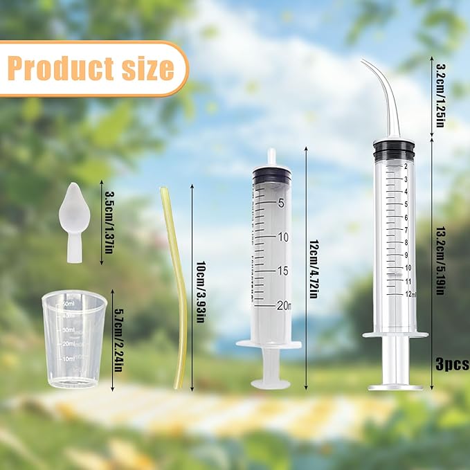 Baby Bird Feeding Syringe Set, Pet Parrot Milk Feeding Syringe with Tubes, Parrot Feeding Tubes Measuring Tools for Feeding Pets Scientific Industrial Labs… (12ml +20ml syringe+50ml Measuring Cup)